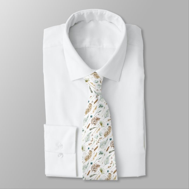 Boho Watercolor Wildblumen Pattern Neck Tie Krawatte (Gebunden)