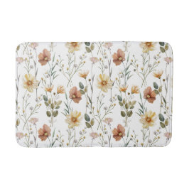 Boho Watercolor Wildflower Badematte