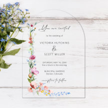 Boho Watercolor Wildflower Calligraphy Wedding