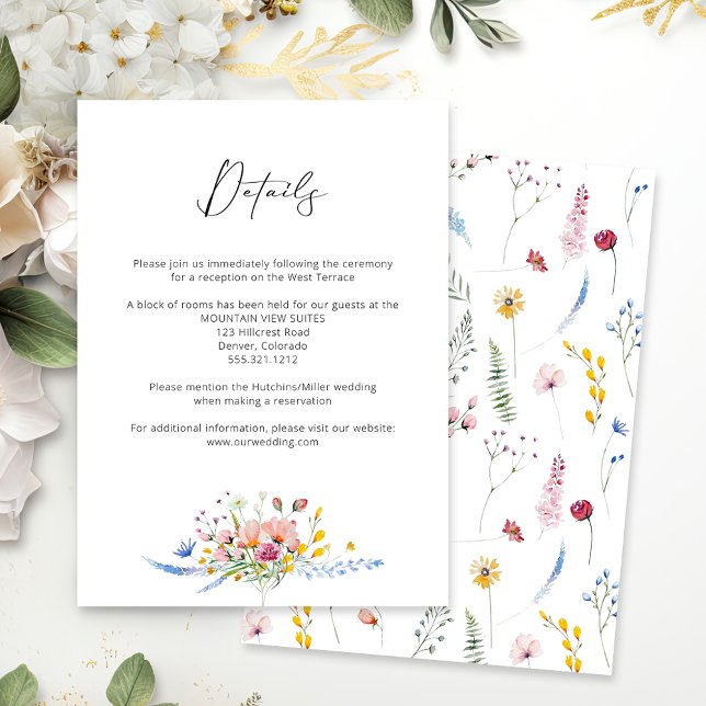 Boho Watercolor Wildflower Calligraphy Wedding Begleitkarte (Von Creator hochgeladen)