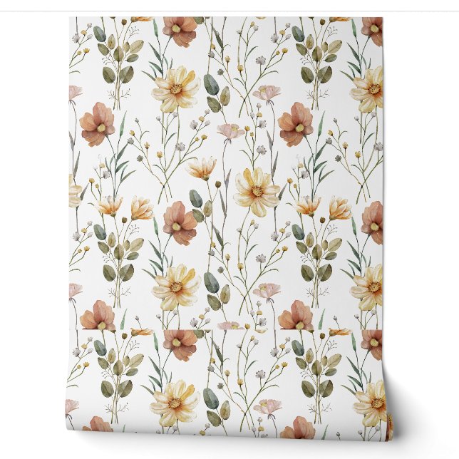 Boho Watercolor Wildflower Tapete (Abrollen)