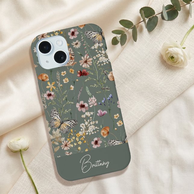 Boho Watercolor Wildflowers iPhone 15 Hülle (Von Creator hochgeladen)