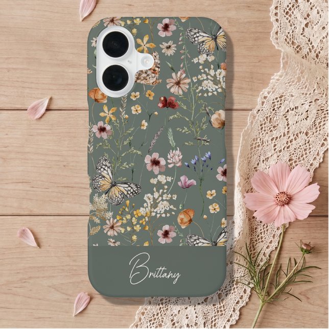 Boho Watercolor Wildflowers iPhone 16  Hülle (Von Creator hochgeladen)