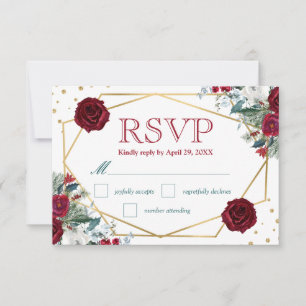 Boho Watercolor Winter Flowers Wedding Carte RSVP