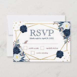 Boho Watercolor Winter Flowers Wedding Carte RSVP