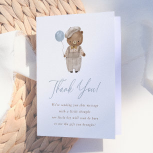 Boho Watercolor Woodland Bear Gender Reveal Dankeskarte