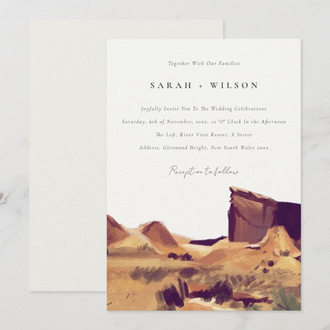 Boho Watercolor Wüste Landschaft Hochzeit einladen Dankeskarte (Vorne/Hinten)