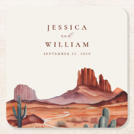 Boho Watercolor Wüste Wedding Rechteckiger Pappuntersetzer