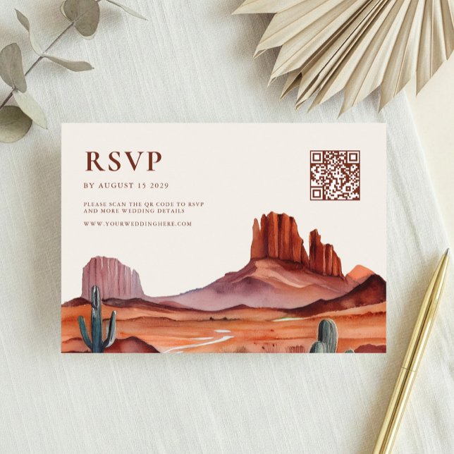 Boho Watercolor Wüste Wedding RSVP Karte (Von Creator hochgeladen)