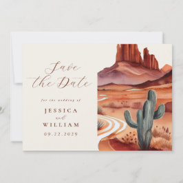 Boho Watercolor Wüste Wedding Save The Date