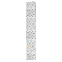 Boho Watercolor-Zickzack Diamant-aquamarines Großer Tischläufer
