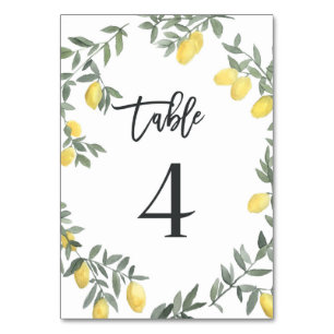 Boho Watercolor Zitronenkranz Tisch 4 Tischnummer