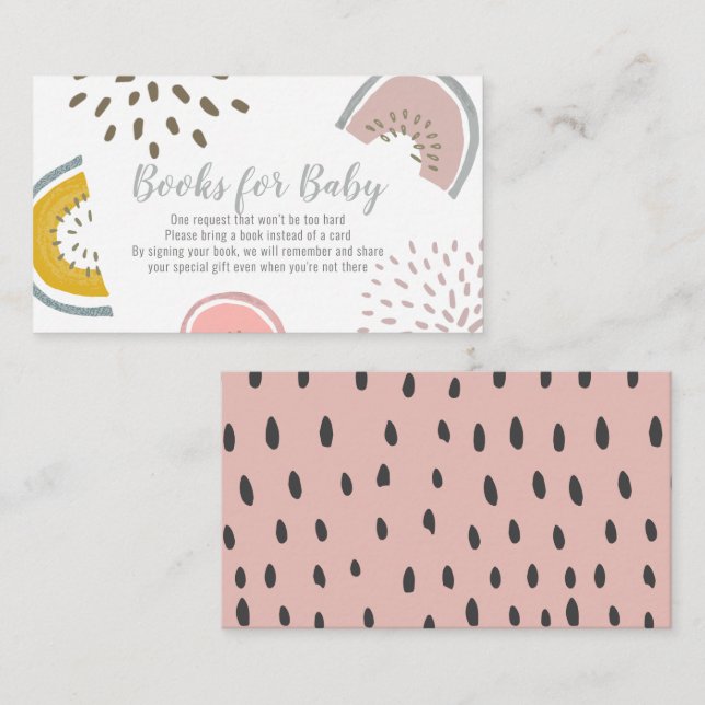 Boho Watermelon Bücher für Babydusche Begleitkarte (Vorne/Hinten)