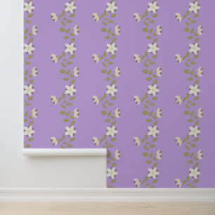 Boho Wavy Blume Vines auf Lila Tapete