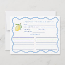 Boho Wavy Border Lemon Brautparty Rezept Card Einladung