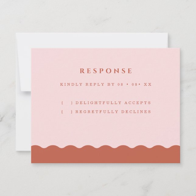 Boho Wavy Edge Terracotta & Blush Wedding RSVP Karte (Vorderseite)