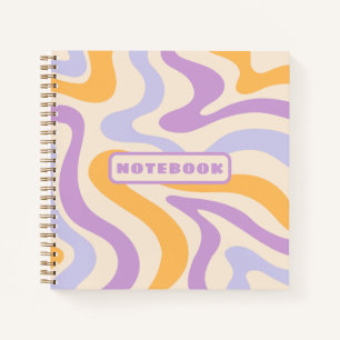 Boho Wavy Linien in Retro Pastels Notizbuch