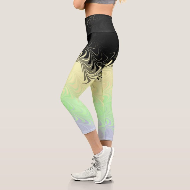 Boho Wavy marmorierte Abstrakte Cassgender Pride F Capri Leggings (Links)