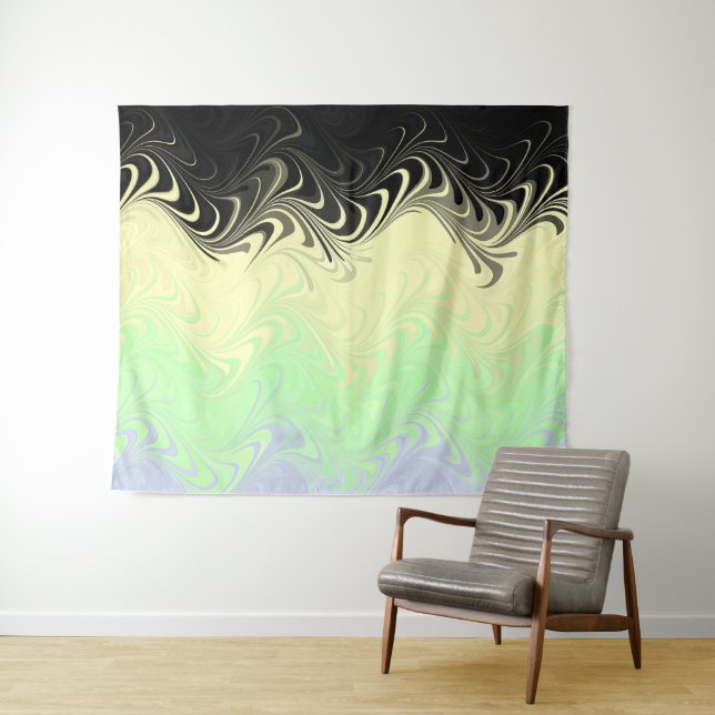 Boho Wavy marmorierte Abstrakte Cassgender Pride F Wandteppich (Beispiel (Horizontal))