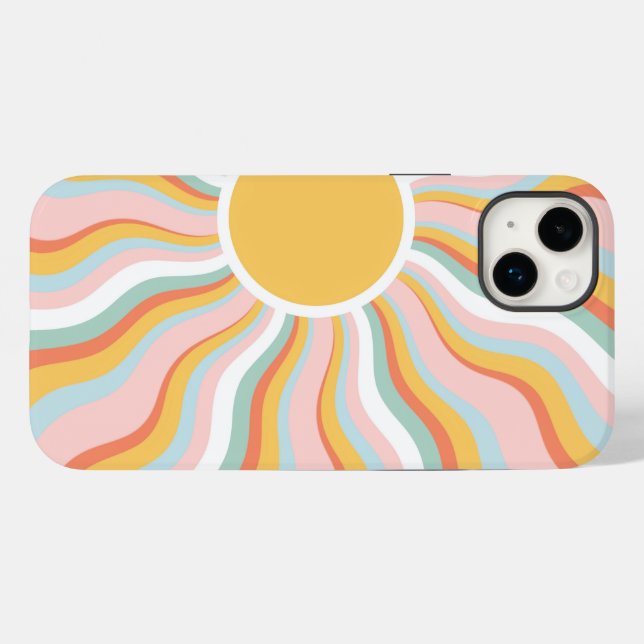 Boho Wavy Sun Rays Retro Design Case-Mate iPhone 14 Plus Hülle (Rückseite (Horizontal))