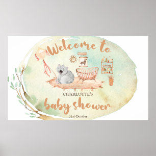 Boho We Can Bearly Wait Baby Shower Begrüßungsschi Poster