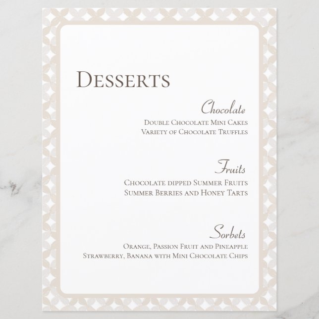 Boho Wedding 8.5X11 individualisierbares Dessertme (Vorderseite)