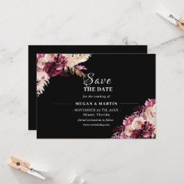 Boho Wedding Black Floral Save the Date Einladung