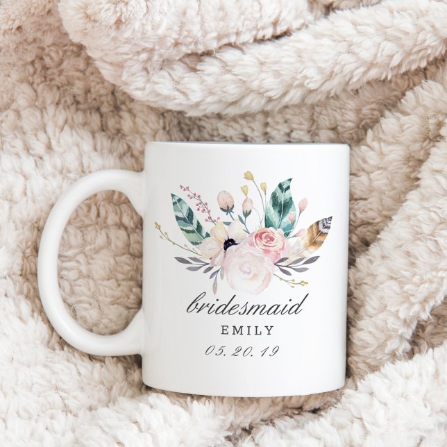 Boho Wedding Bouquet Personalisiert Bridesmaid Kaffeetasse (Von Creator hochgeladen)
