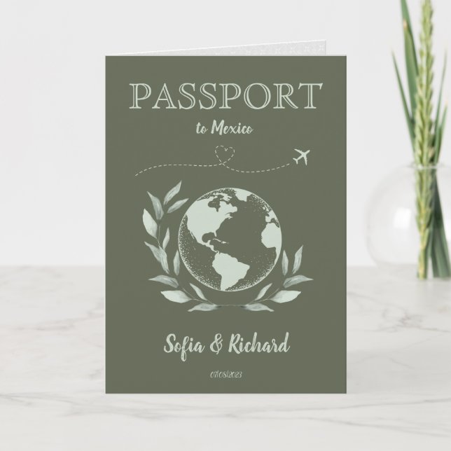 Boho Wedding Destination Passport Karte QR Code (Vorderseite)