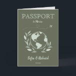 Boho Wedding Destination Passport Karte QR Code<br><div class="desc">Modern Boho World Map Einladung Wedding Destination,  wie Pass,  mit Ihrem Monogramm. Fügen Sie Ihren QR-Code hinzu. Farbe des grünen Hintergrunds</div>