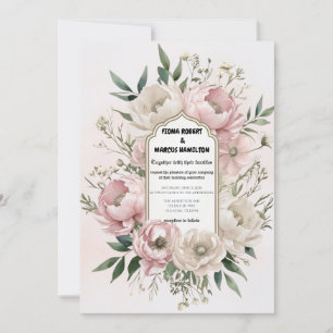 Boho Wedding Einladung - Peonies with Greenery