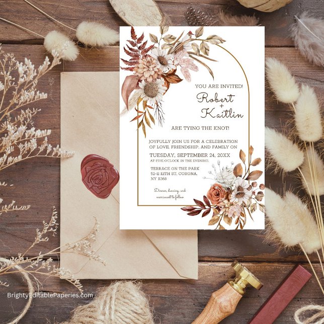 Boho Wedding Einladung Template (Rustic Charm  Boho Wedding Invites)