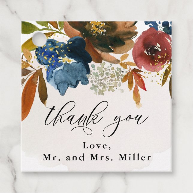 Boho Wedding Floral Geschenkanhänger (Vorderseite)