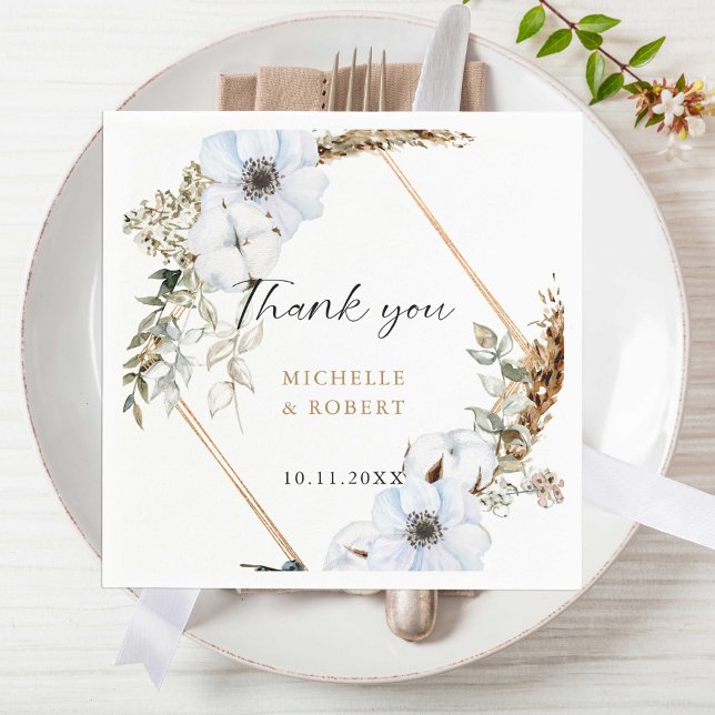 Boho Wedding Frame Floral Hochzeit im Herbst Elega Serviette (Von Creator hochgeladen)