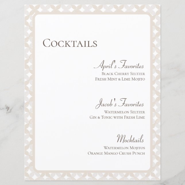 Boho Wedding individualisierbares 8.5X11 Cocktailm (Vorderseite)