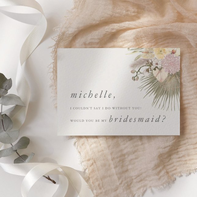 Boho Wedding Pampas Grass Orchid Palm Protea Einladung (Boho Wedding Pampas Grass Orchid Palm Protea Invitation)