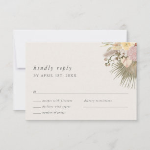 Boho Wedding Pampas Grass Orchid Palm Protea RSVP Karte