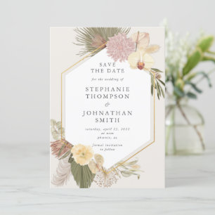 Boho Wedding Pampas Grass Orchid Save the Date Einladung