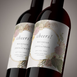 Boho Wedding Pampas Grass Palm Grass Orchid Weinetikett