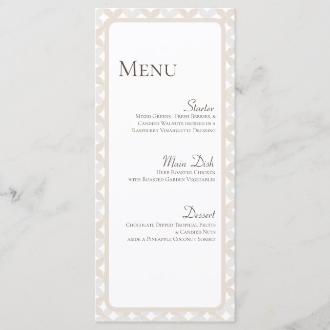 Boho Wedding Personalisiert Plate Menu Cards Menükarte (Vorderseite)