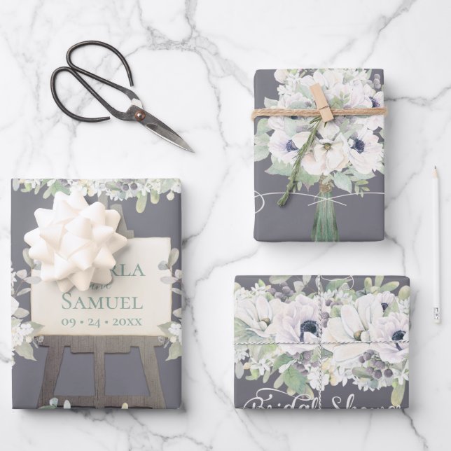 Boho Wedding Pflaume Brautparty Geschenkpapier Set (Vorderseite)