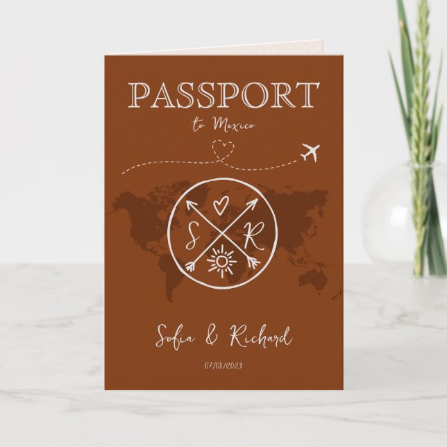 Boho Wedding Reisepass Karte (Vorderseite)