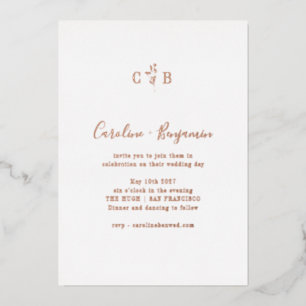 Boho Wedding Rose Gold Folieneinladung