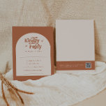 Boho Wedding RSVP Cards Begleitkarte<br><div class="desc">Dies ist eine Terracotta Retro-Thema Hochzeit RSVP Karte Einladung. Bearbeiten Sie die meisten* Formulierungen und Farben auf dieser Retro-Gehäusekarte, um sie Ihrem Event-Thema persönlichem Stil anzupassen! (Das Wort "freundlich antworten" ist nicht bearbeitbar, aber Sie können die Farben ändern!) // Für passende Designs suchen Sie BIRDIE im Sincerely By Nicole Zazzle...</div>