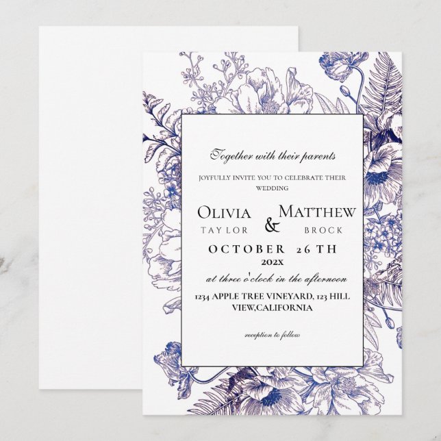 Boho Wedding Rustic Elegante Moderne Hochzeit Einladung (Vorne/Hinten)