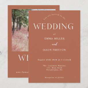 Boho Wedding terracotta mit Foto Einladung