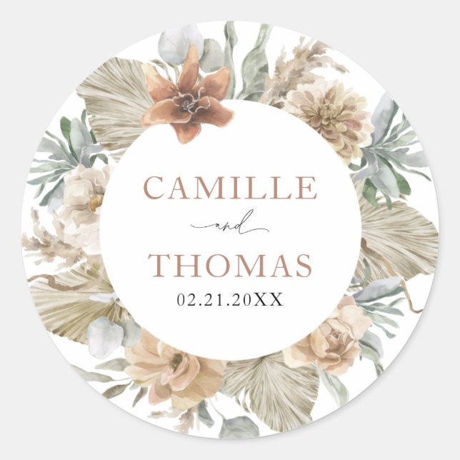 Boho Wedding Terracotta Umschlag Aufkleber Sticker (Vorderseite)