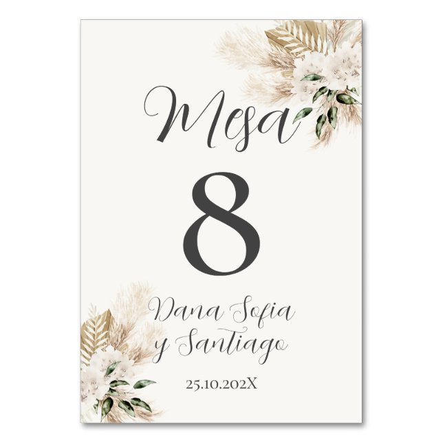 Boho Wedding Tischnummer (Vorderseite)