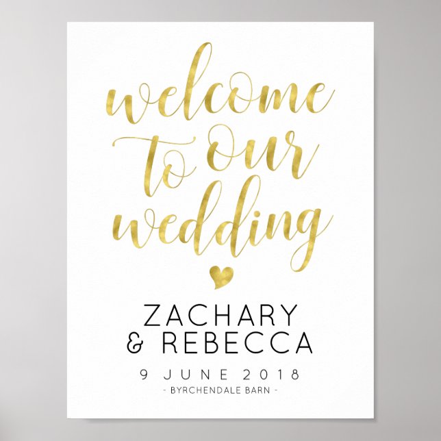 Boho Wedding Welcome Sign Gold Poster (Vorne)
