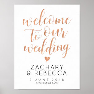 Boho Wedding Welcome Sign Rose Gold Poster